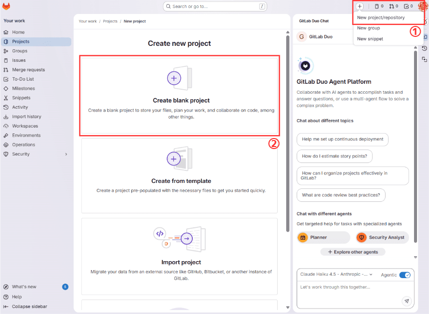 プロジェクト作成