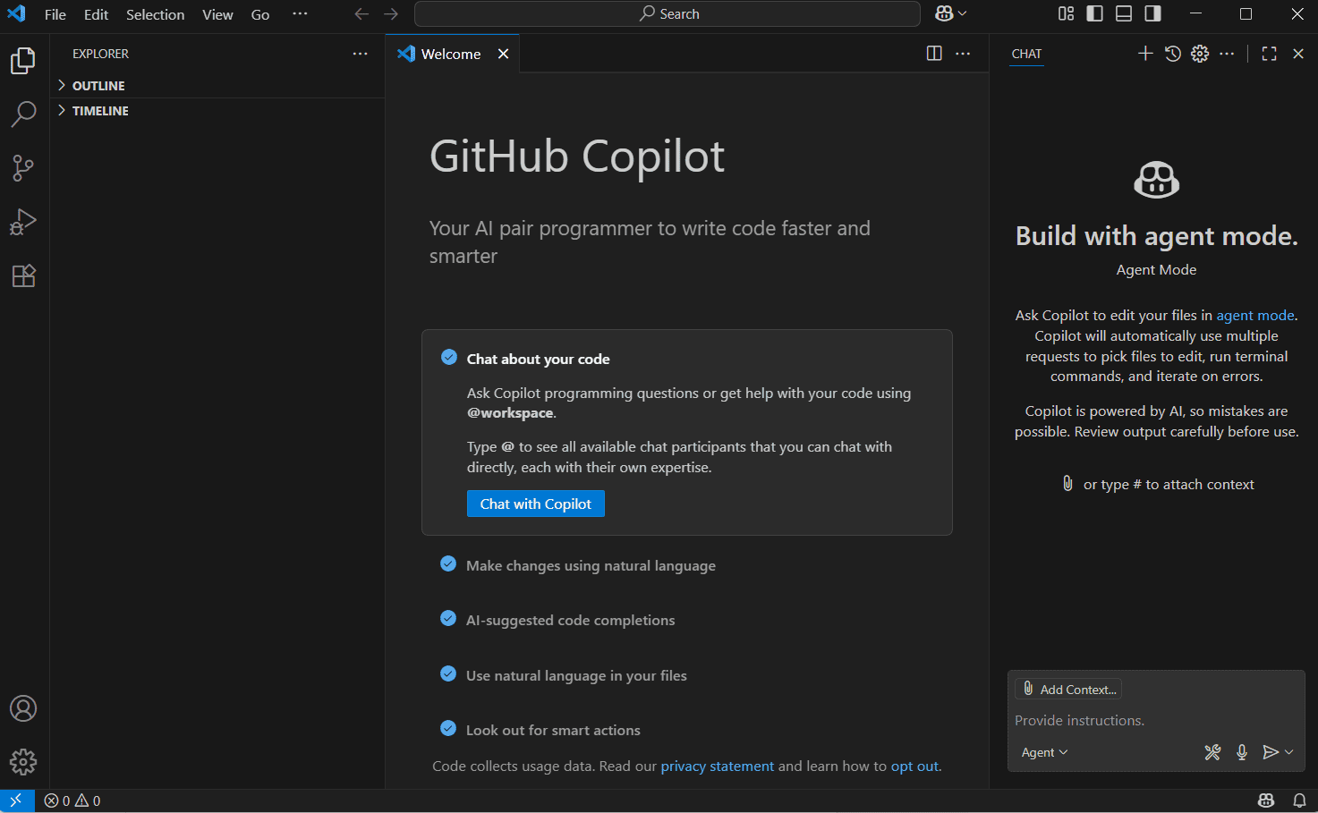 エディタ上でのGitHub Copilotのオプション管理画面