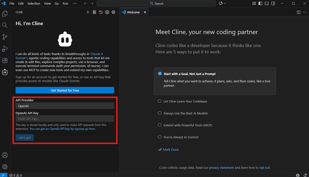 Cline導入手順②