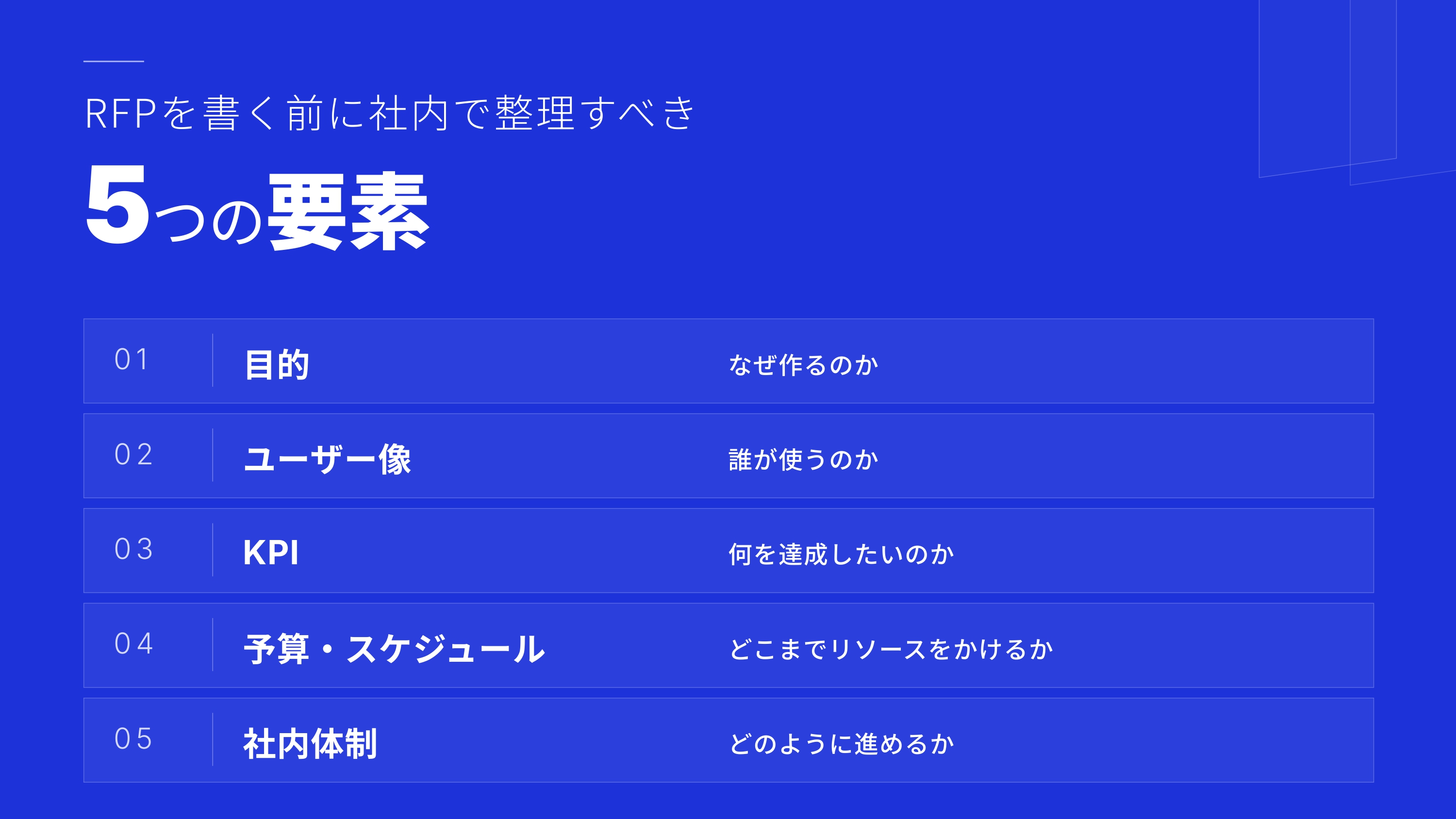 RFPを書く前に社内で整理すべき5つの要素